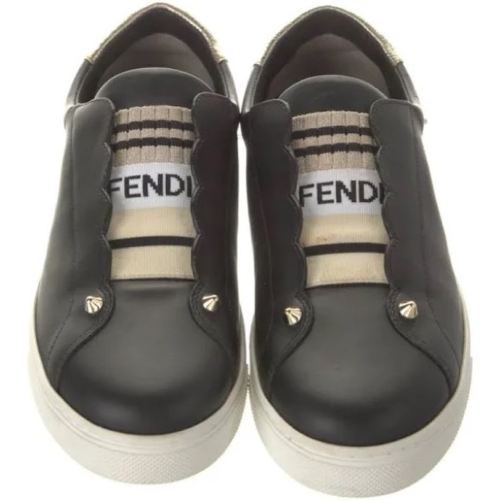 Fendi Black and White Leather Sneakers